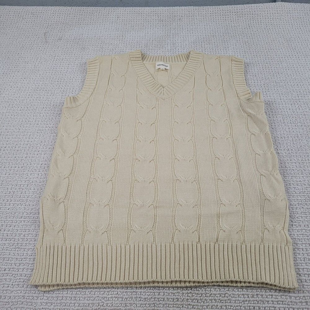 Women's Cream Cable V-Neck Sweater Vest